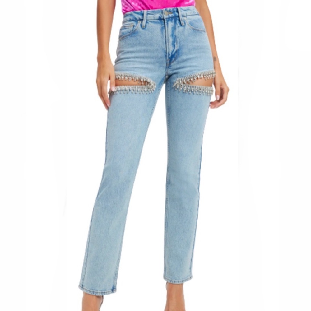 Good Icon Diamond Cutout Embellished Jeans NWOT